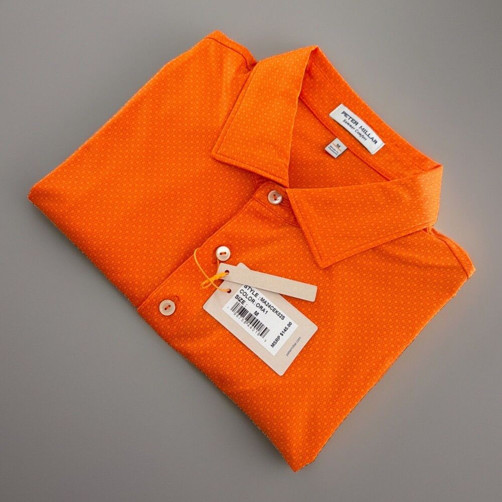 Peter Millar Summer Comfort Tessaract Polo Shirt Men’s MA24CEK02S Orange